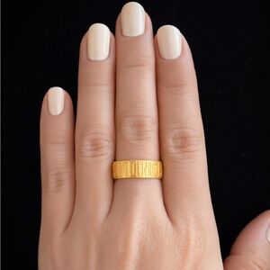 Gold plated brass hieroglyphic letters Engraved Band - Women's Jewelry